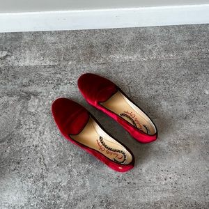 Charlotte Olympia Red Velvet Flats (Size 6)